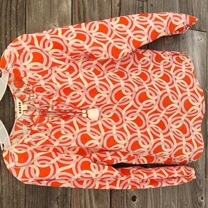 Boden Orange and White Patterned Blouse Size 6